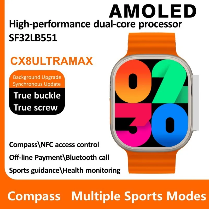 Elemosi CX8 ��Ʈ�� �ƽ� ����Ʈ��ġ 2.12 Amoled �������� ��ȭ ��ȭ, IP68 ���, �ɹڼ� ���� ����Ʈ ��ġ