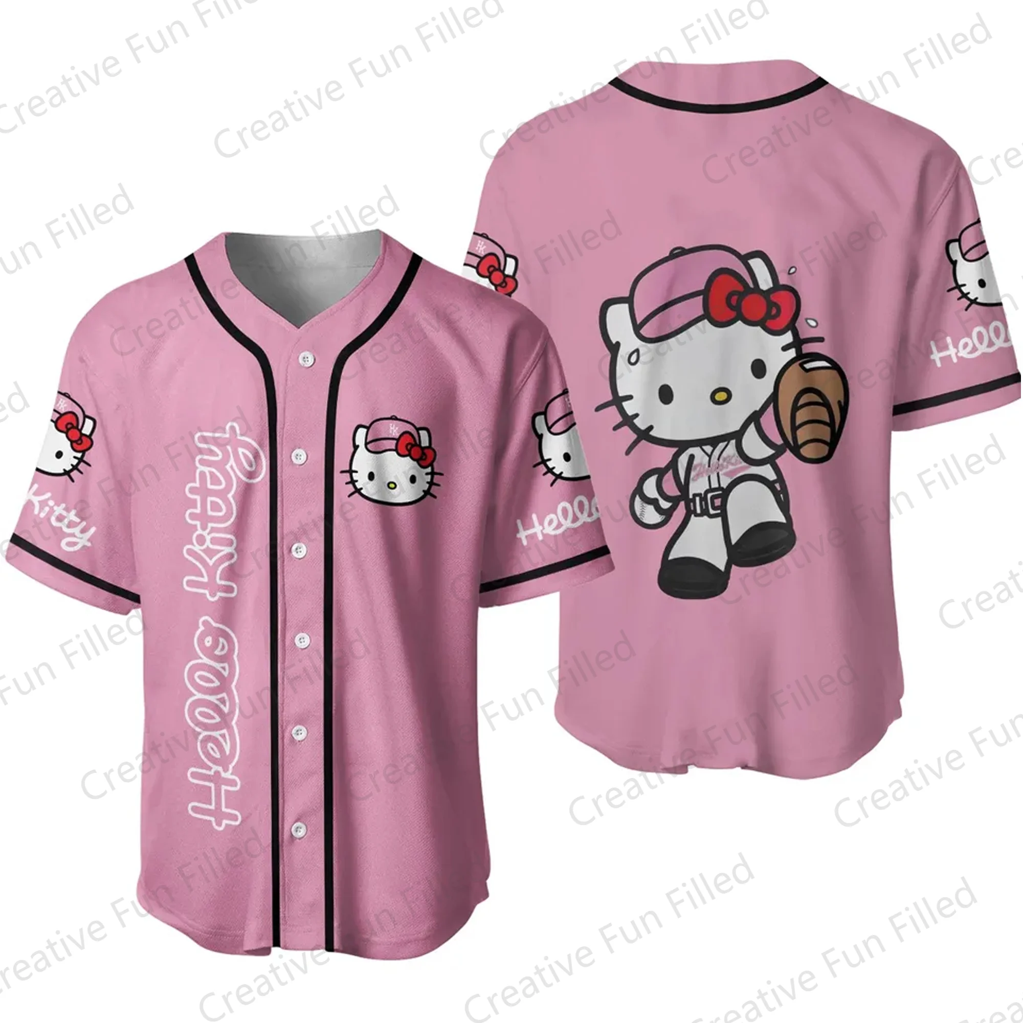 Baseball Jersey Cartoon Kawaii Hello Kitty Vacation Matching Fans Kit Special Edition