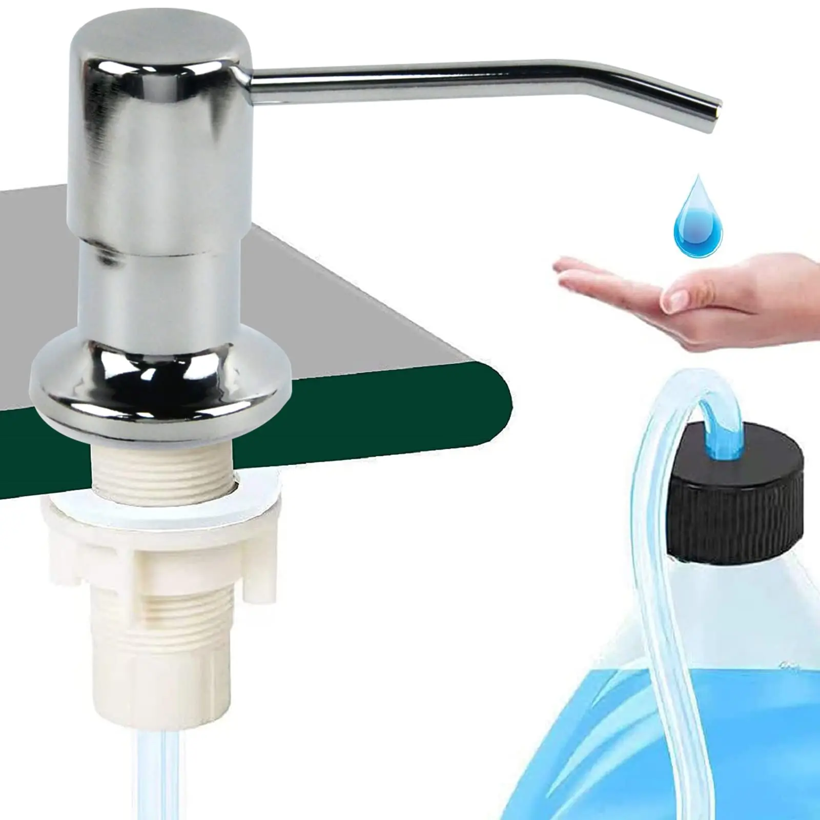 304 Stainless Steel Sink Soap Dispenser Kitchen Sink Hand Sanitizer Bottle Soap Dispenser Pump Head Extension Tube Presser 3