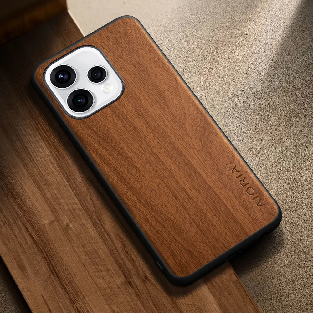 Elegant Stylish Wooden Pattern PU Leather Phone Case Cover