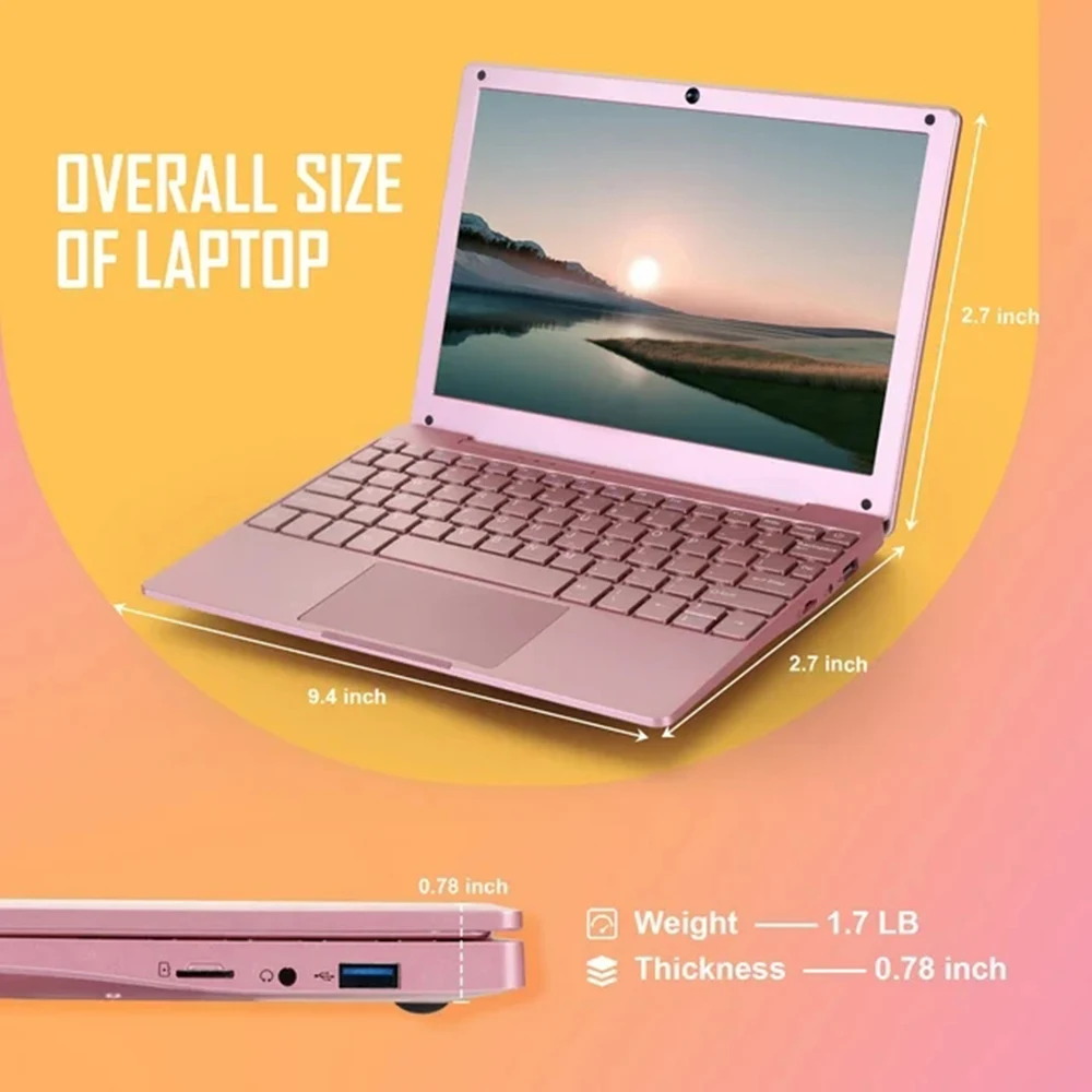 New 10.1 inch Notebook Computer Windows 11 Laptop Intel Celeron N4020 Learning Laptop Netbook for Kids Men Women (8GB/128GB) 3