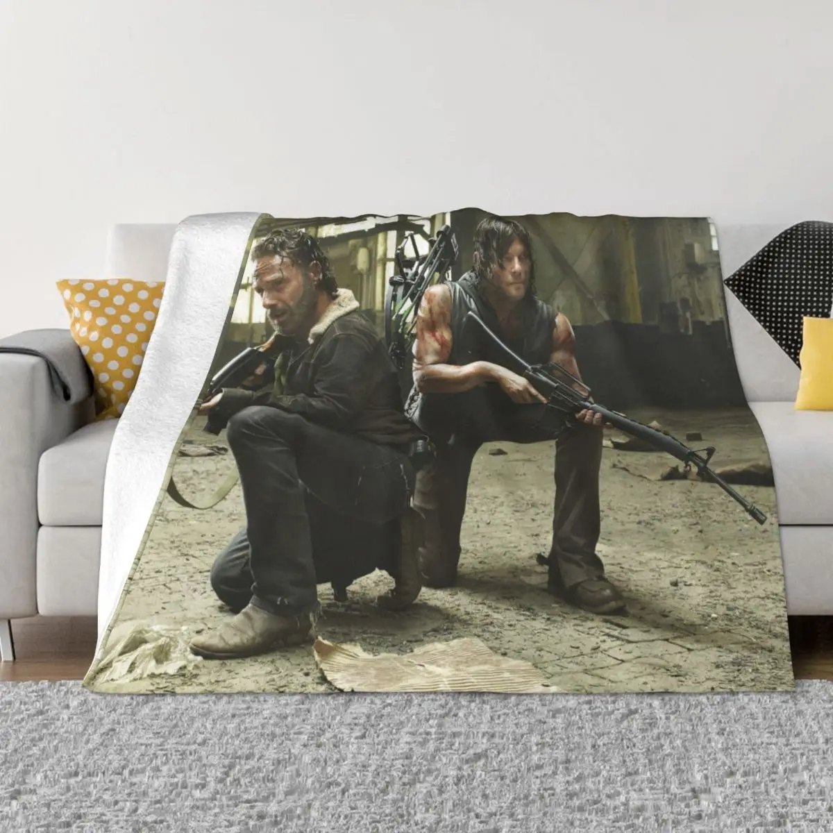 Rick Grimes Daryl Dixon Blanket Flannel Spring Autumn The Walking Dead