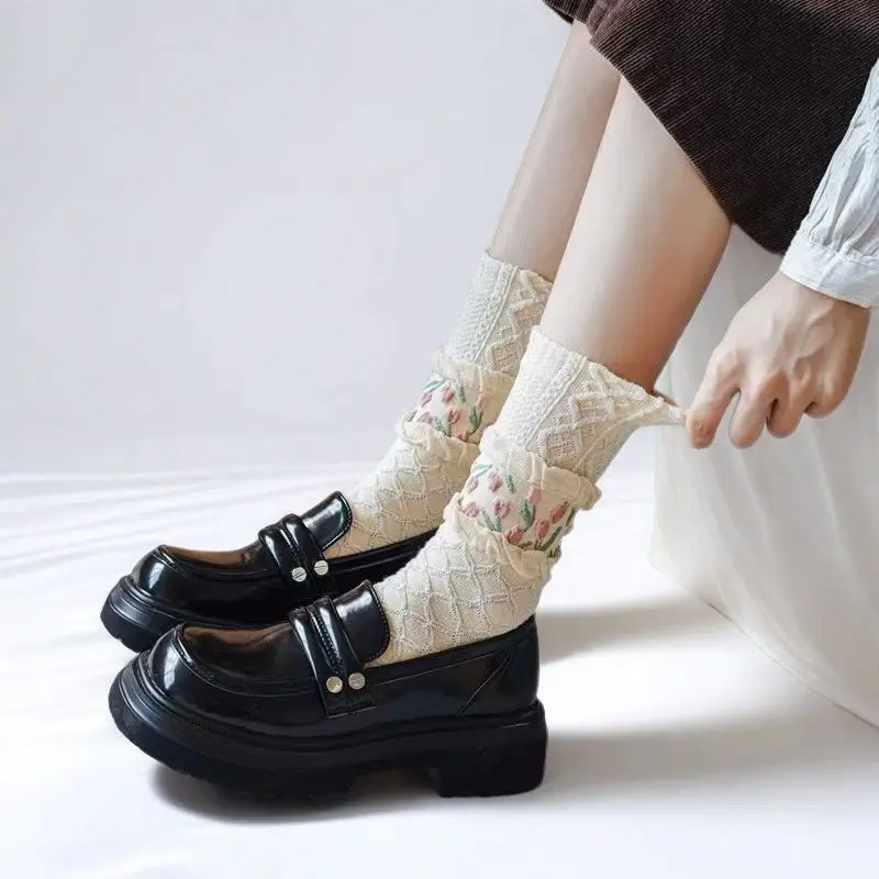 Floral Socks 4Pairs Women Cute