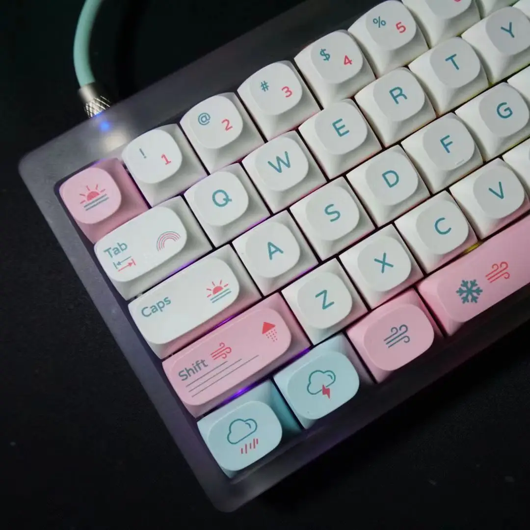 

Weather 133 PBT Round Key Caps Set MA Profile For Mechanical Keyboard Dye Sublimation Cute Graffiti Custom Backlight Keycaps