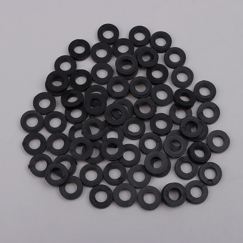 Plastic Drum Screw Washers, White & Black, 100pcs - Flat, 1.3cm/0.51in Diameter