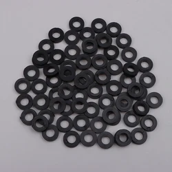 Plastic Drum Screw Washers, White & Black, 100pcs - Flat, 1.3cm/0.51in Diameter (Black)