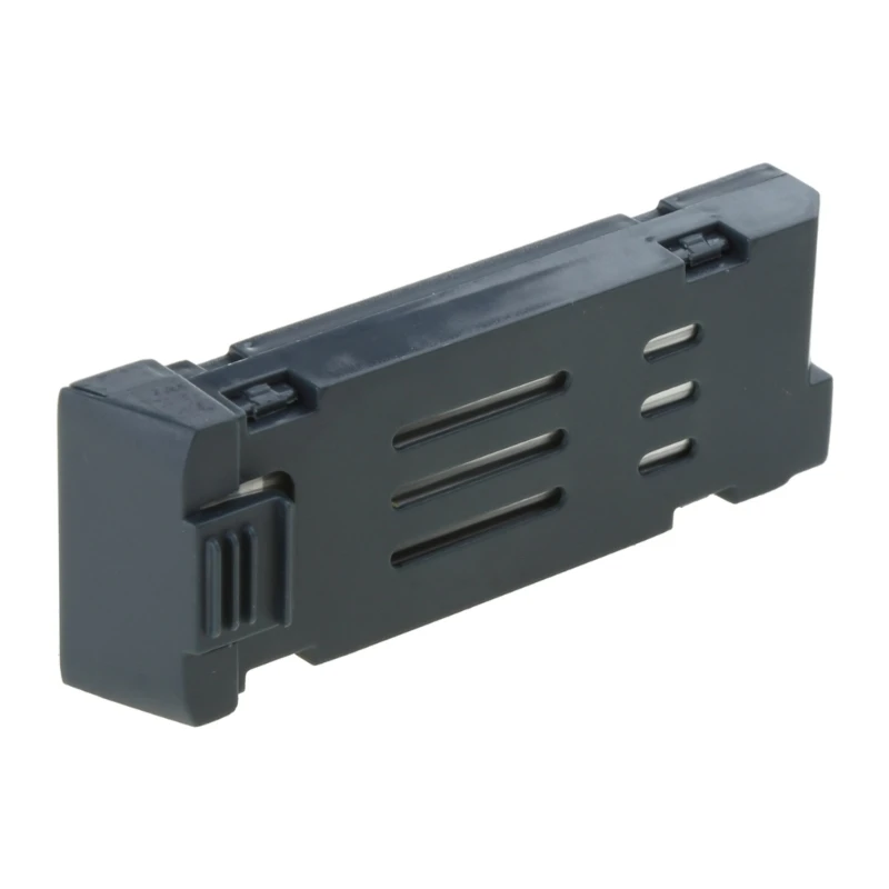 Batterie pour hélicoptère RC posée à plat, contacts métalliques et gaine thermorétractable