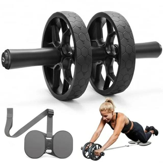 Ab Roller Wheel for Beginners to Pros, Ab Roller with Adjustable and Detachable Resistance Band, Core Workout Equipment for Hom