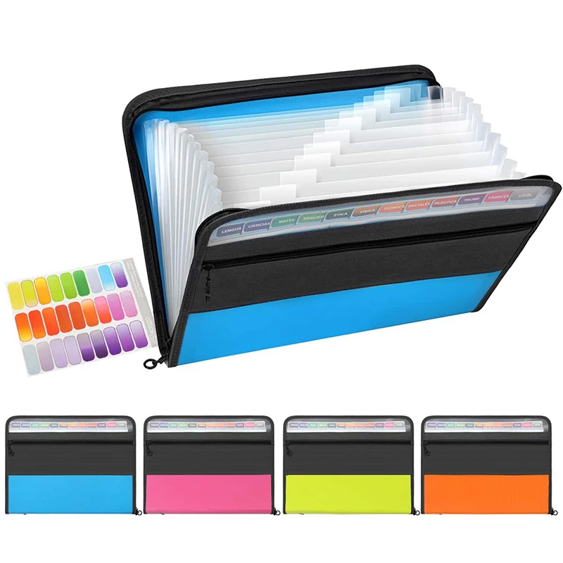 Expansão Acordeão Document Organizer, Zipper Closure File