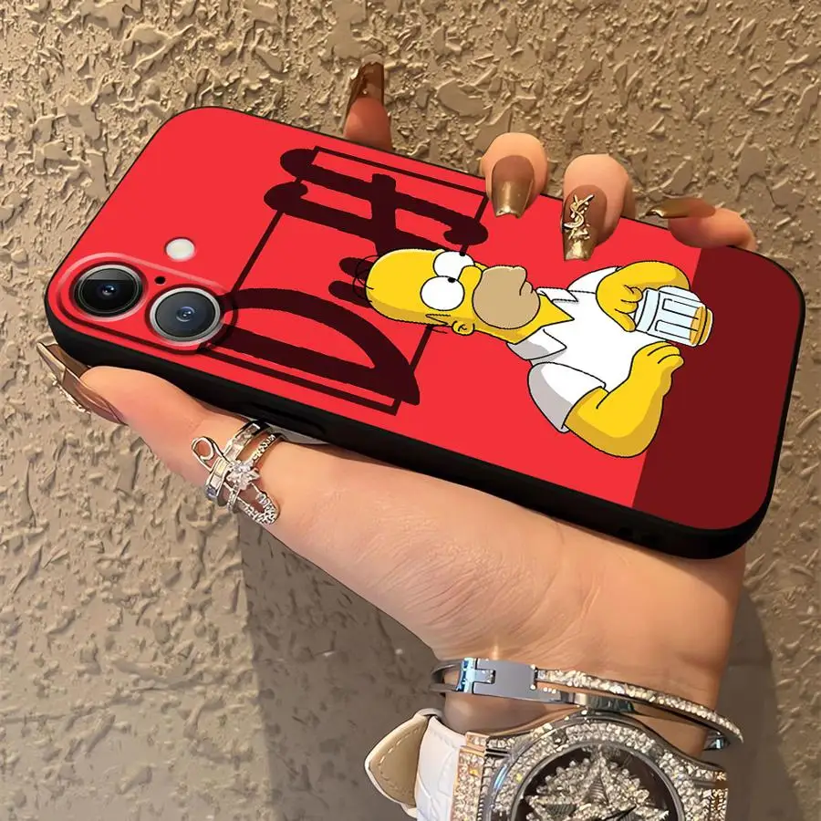 Black Soft Phone Cover with Funny Homer Simpson Design