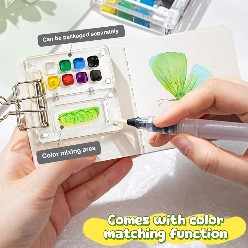 8/15Grids Acrylic Mini Watercolor Palette Portable Paint Box Travel Painting Watercolor Paint Tray Art Supplies paint tray color palette watercolor palette