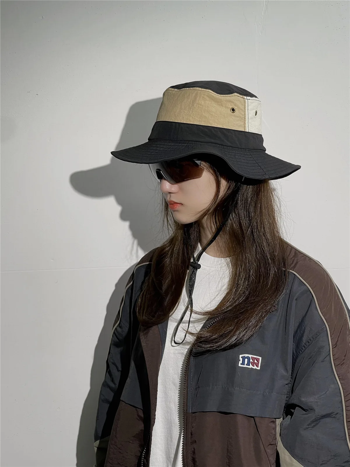 Women Men Japanese Camping Color Block Fisherman Hat Summer Outdoor Windproof Cap Bucket Hats_voghion.com