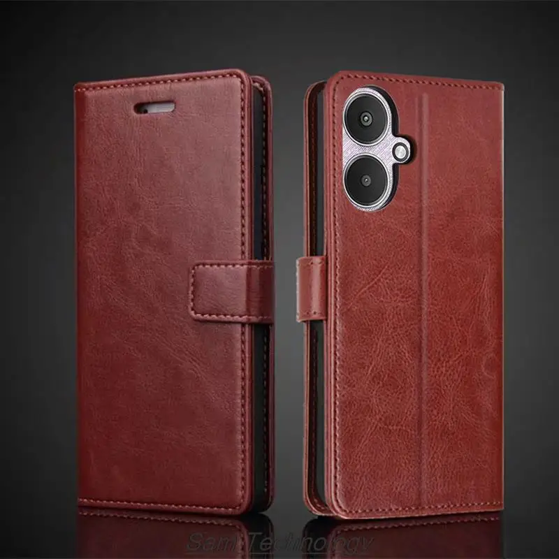 Custodia Per Porta Carte Di Credito Per Xiaomi Redmi 13C 5G Custodia In Pelle Pu Flip Cover Retro Wallet Phone Case Redmi 13C 5G Business Fundas Coque