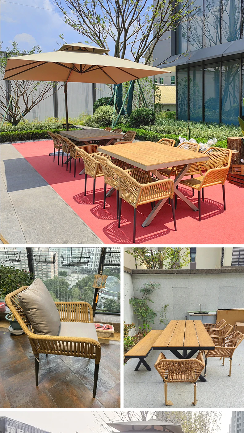 Back Yard Patio Furniture Sets Dinning Rattan Pool Furniture Sets Outdoor Modern Coffee High Quality Armchair Muebles Home Decor