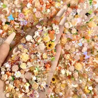 Random Mixed Orange Series Flower Butterfly Nail Charms 3D Resin Sunflower Bear Bow Nail Art Decorations Manicure DIY Supplies 1