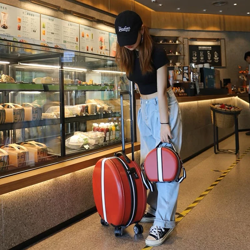 Travel Luggage New women rolling luggage set trolley suitcase girls cute round spinner brand carry on travel suitcase vs handbag