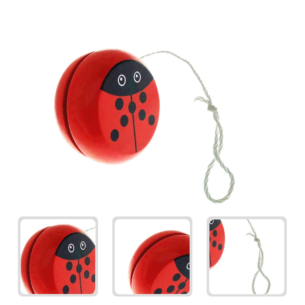 Wooden Yoyo Ball Kids Wood String Toy Safe YoYo For Hobby Collectibles Ladybird Pattern Design Small