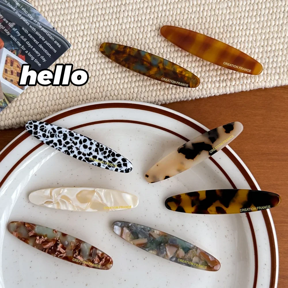 Acetate Tortoise Shell Hair Clips Colorful Geometric Barrettes for Women, Oval Side Pins&Stylish Hair Accessories Retro Hairpins