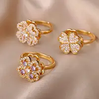 Zircon Rotatable Four Leaf Clover Anxiety Rings For Women Stainless Steel Anti-Stress Fidget Spinner Ring Aesthetic Jewelry Gift - Image 6