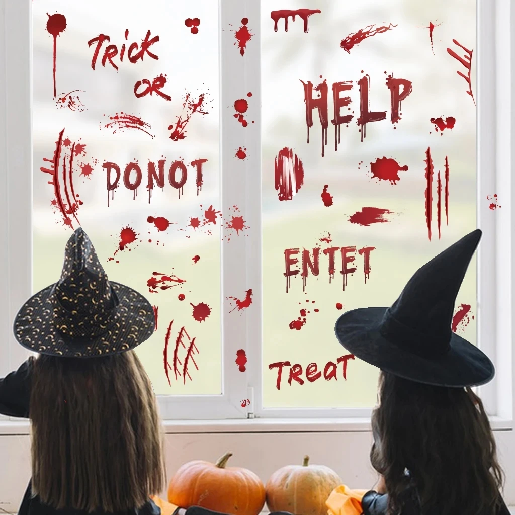 Halloween Horror Blood Print Haunted House Decoration Stickers Kitchen Bedroom Room Decoration Wall Static wall stickers,self adhesive stickers,kitchen wall sticker
