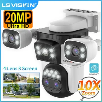 LS VISION 10K UHD Outdoor WIFI IP Camera 10X Zoom Four Lens 360 PTZ Security Cam Human Detection Cctv Home Surveillance Camera 1