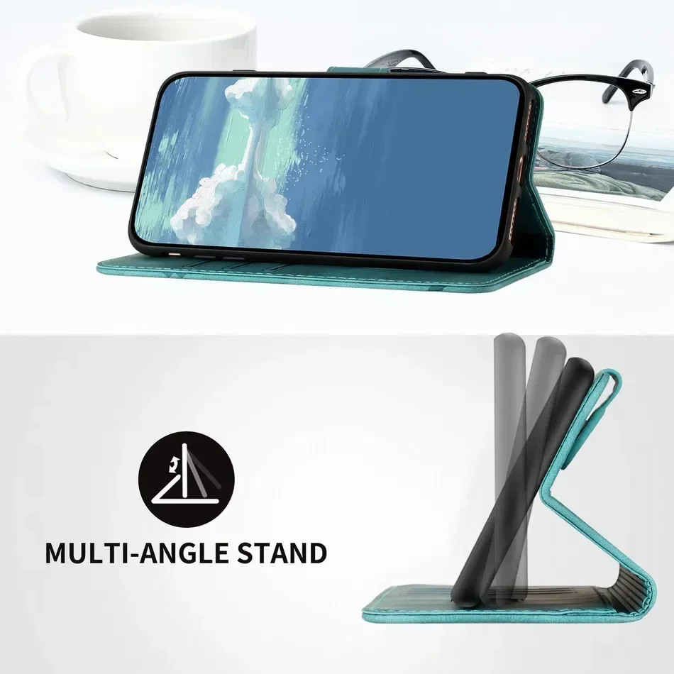 Stylish Flip Wallet Phone Case with Card Pocket & Lanyard