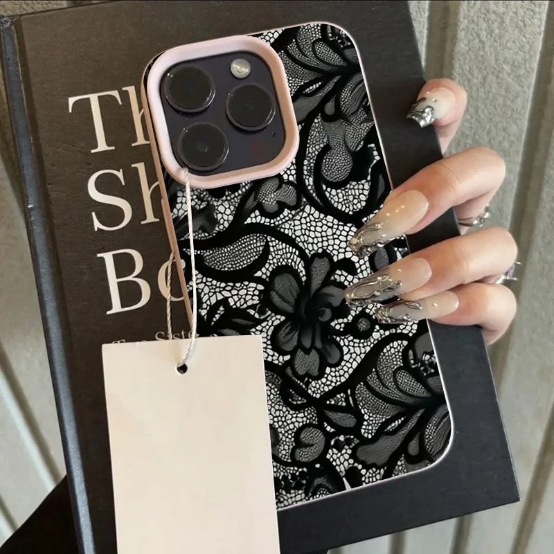 Elegant Black Lace Soft Silicone Shockproof Phone Case