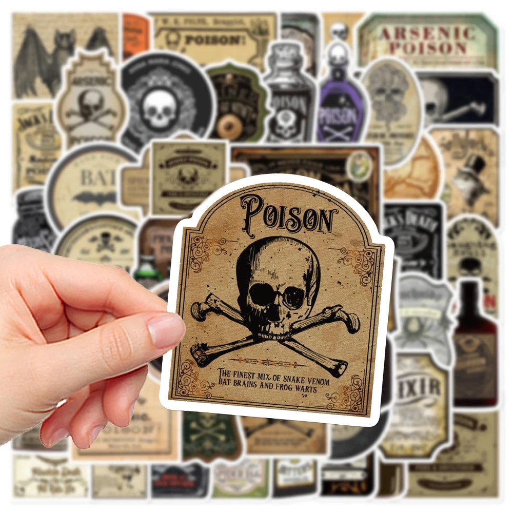 

10/30/50pcs Retro Horror Gothic Witch Graffiti Potion Label Sticker Vintage Decals DIY Suitecase Laptop Toys Halloween Sticker