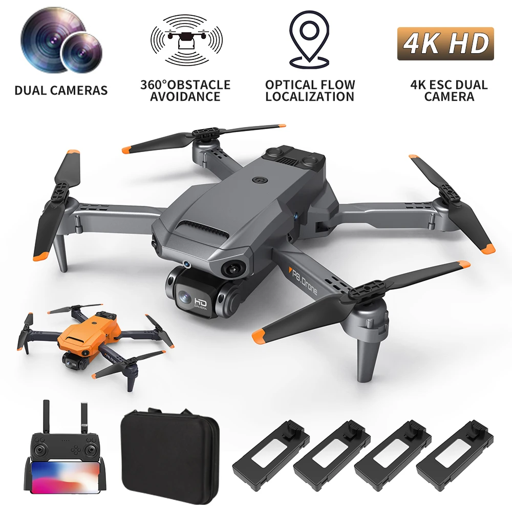 

P8 Mini Drone with 4K Dual Camera Wifi FPV Four Sides Infrared Obstacle Avoidance ESC Optical Flow Localization Foldable Drone