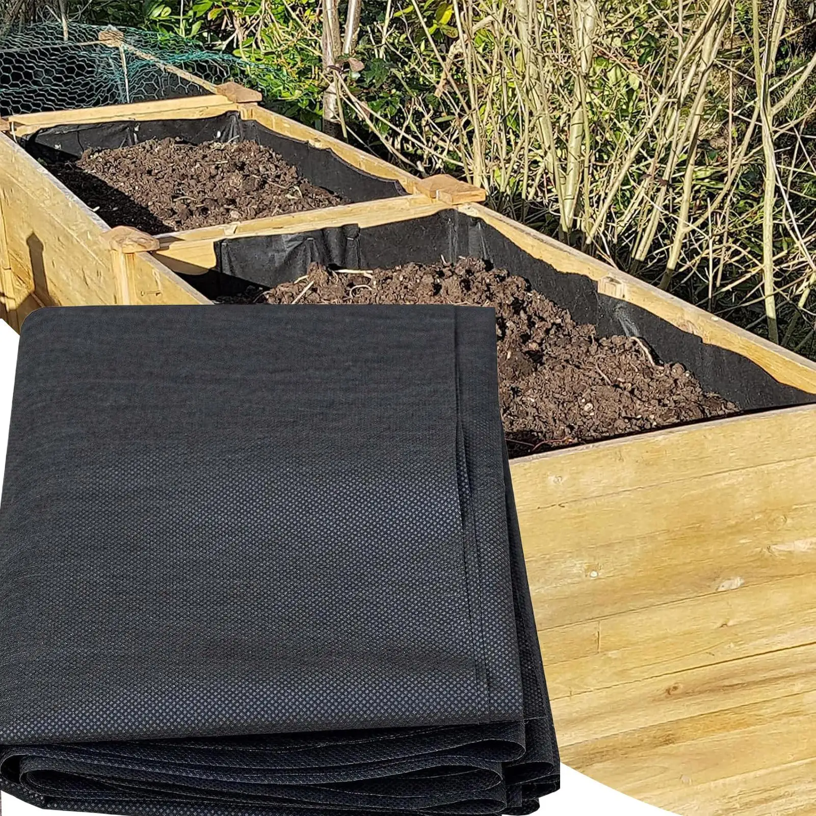 Garden Fabric Grass Barrier Breathable Recyclable Waterproof Garden Bed Liner Ground Cover Gardening Pots Planter Accessories