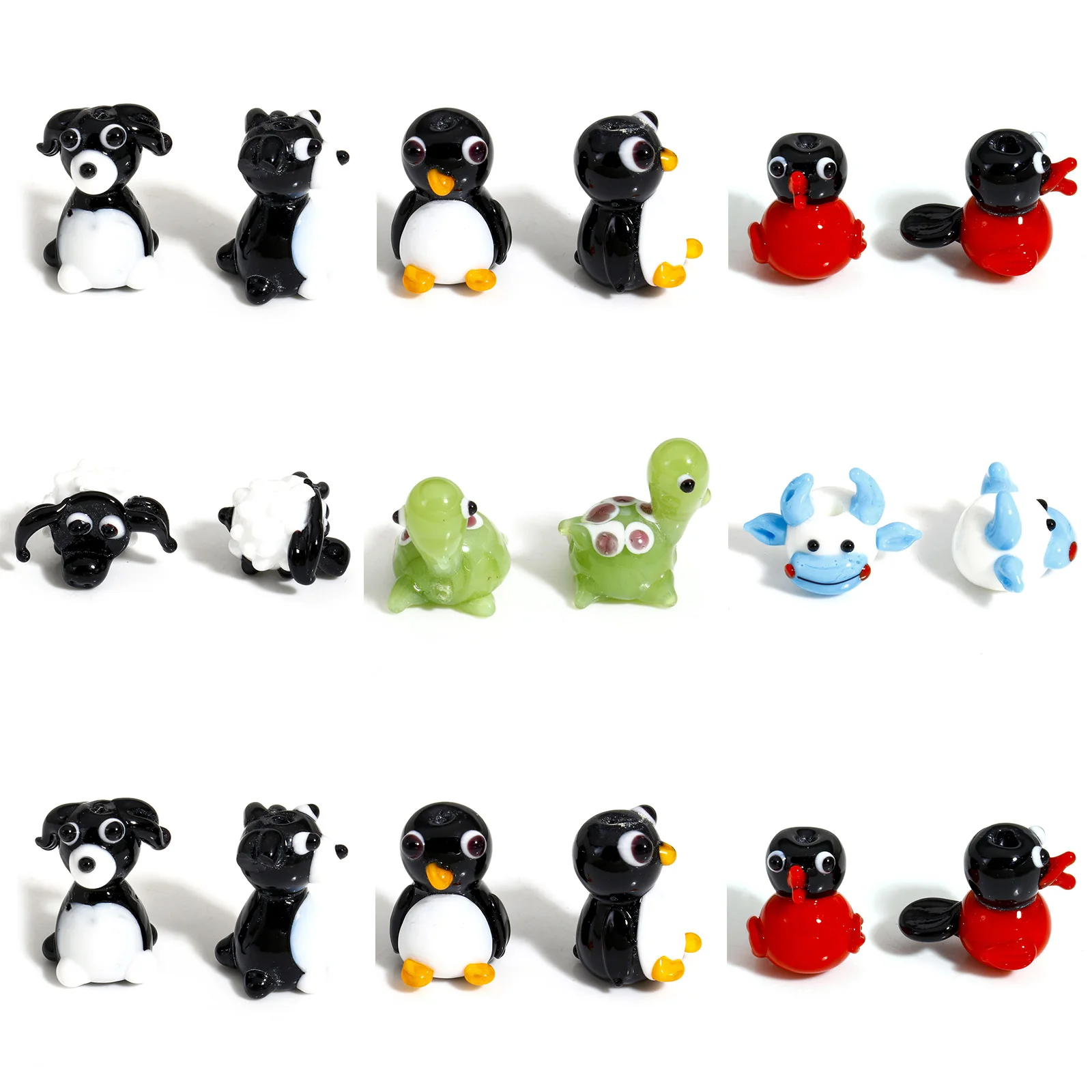 1 Pezzo Turtle Penguin Dog Shape Glass Bead Per La Creazione Di Gioielli Multicolor Bear Chicken Duck Animal Lampwork Bead Forniture Fai Da Te