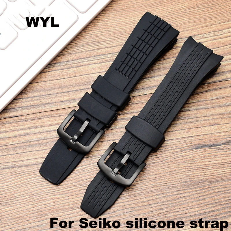 

For Seiko VELATURA/SRH 006 013 SPC007J1 SNAE17 26mm Black Silicone Sports Strap 26mm men's rubber watchband Watch accessories
