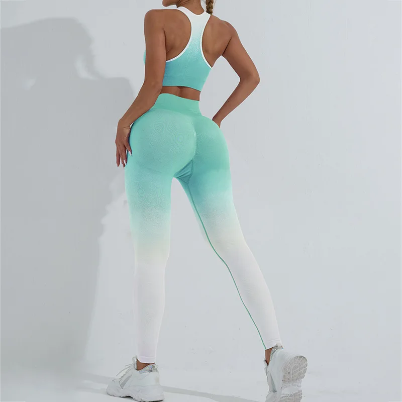 Women Tie Dye Leggings Scrunch High Waist Seamless Knit Leggings Butt Lifting Tie Dye Soft Workout Tights Active Wear Set