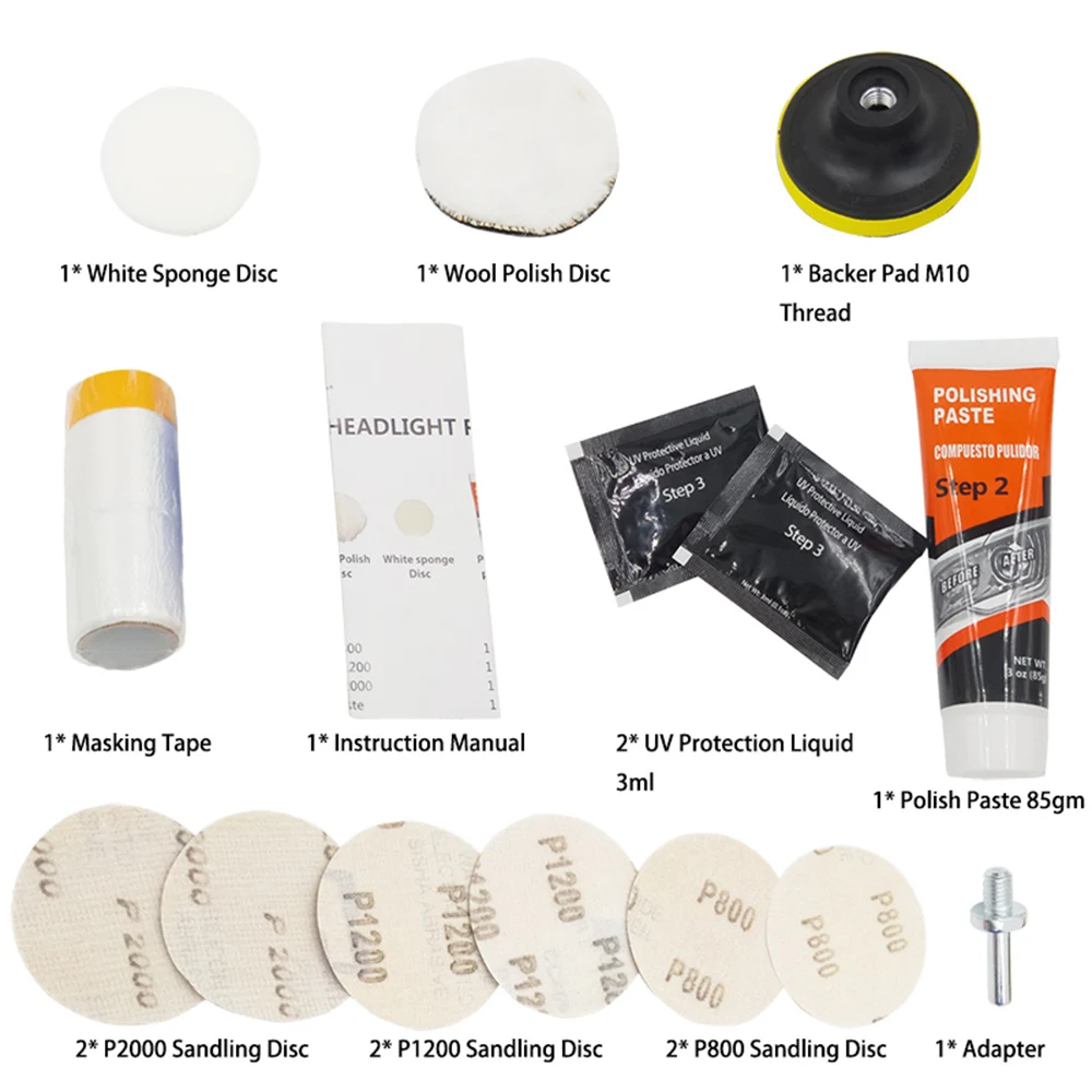 Refurbish Headlamp Car Front Headlight Restoration Kit Clean Washer Lenses Chemical Renovate Brightener Scratches Repair Polish