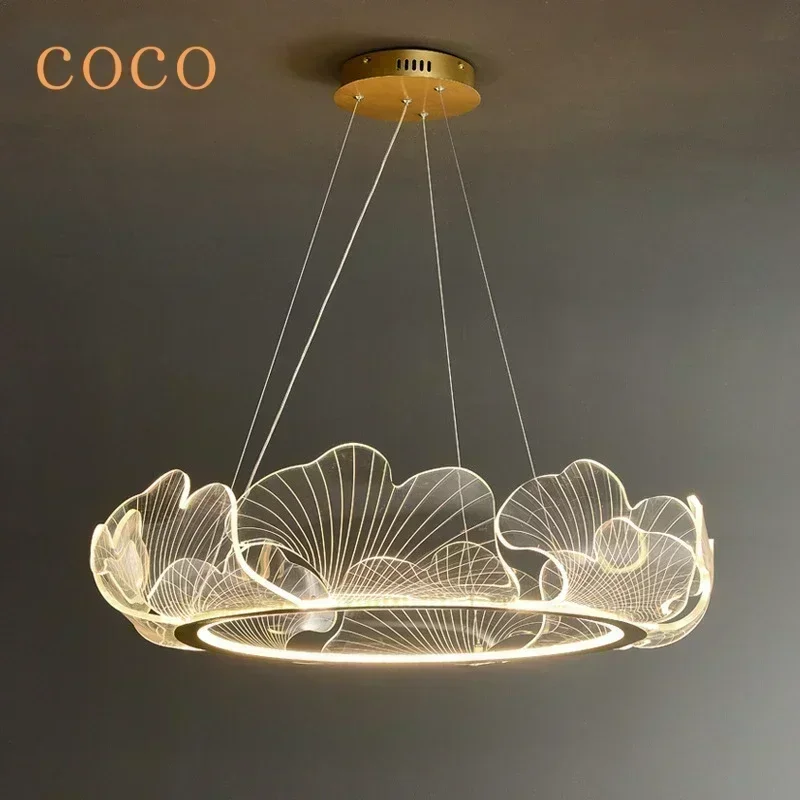 Postmodern creative luxury ginkgo leaf pendant light LED Nordic minimalist living room dining room bedroom decoration lighting
