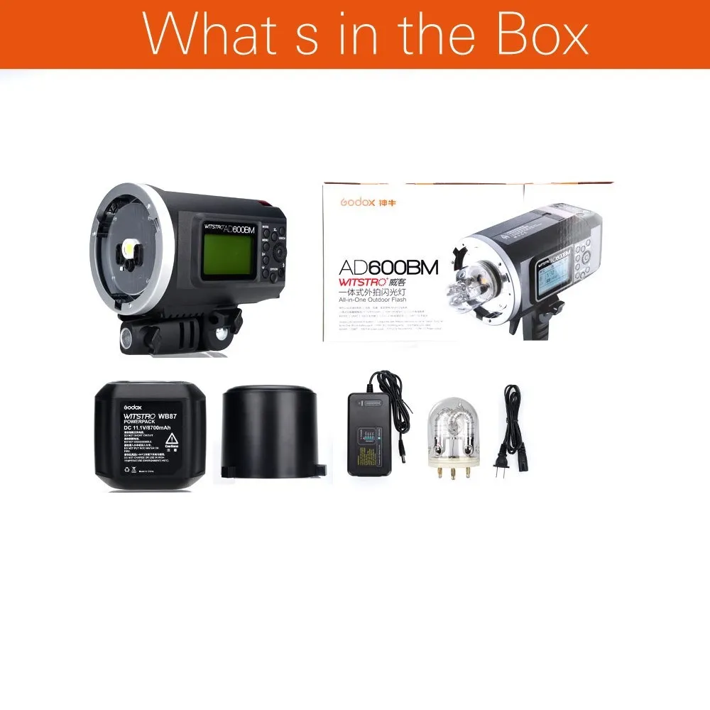 Godox AD600BM Outdoor Flash 600Ws GN87 High Speed Sync Bowens Mount Strobe Light with 2.4G Wireless X System, 8700mAh Battery 2