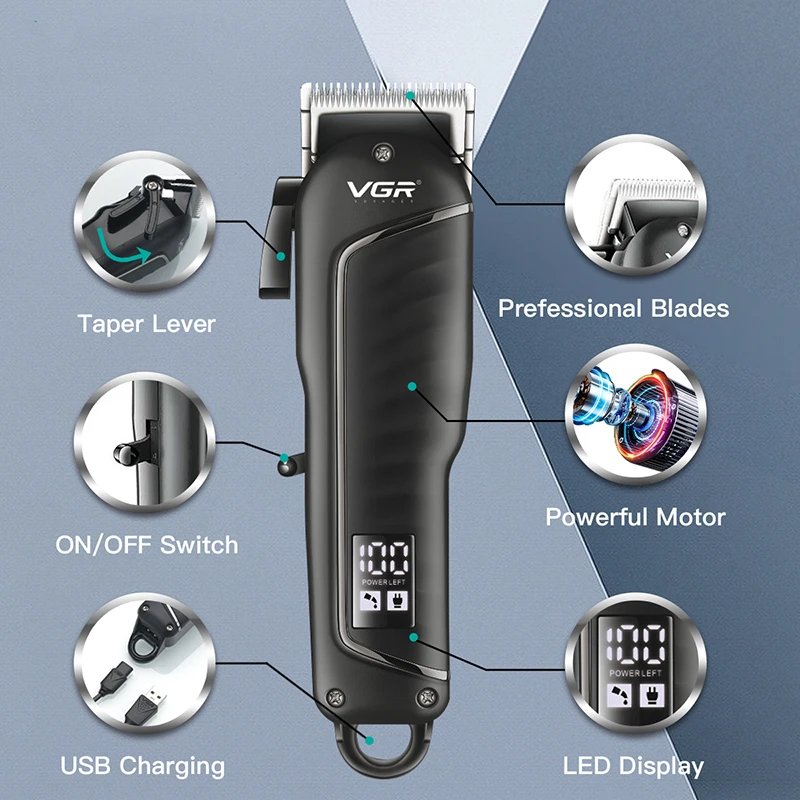 LED Display T Hair Trimmer USB Charge Adjustable IPX7 for Men Beard Steel Electric Facial Cutting Machine Barber Professional_voghion.com