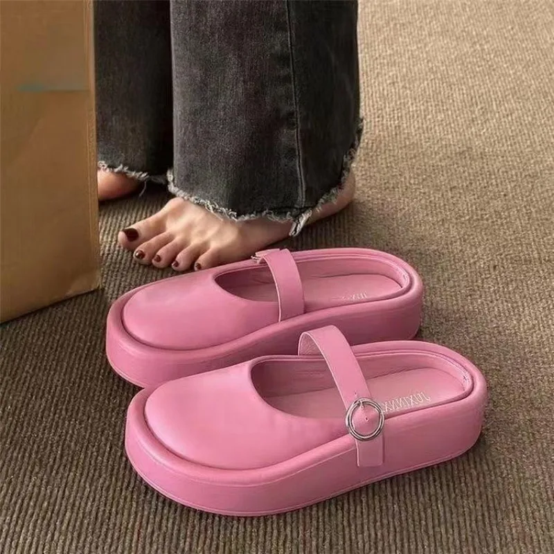 Half Slippers Women Outside Lazy Drag Thick Bottom Heightened Ugly