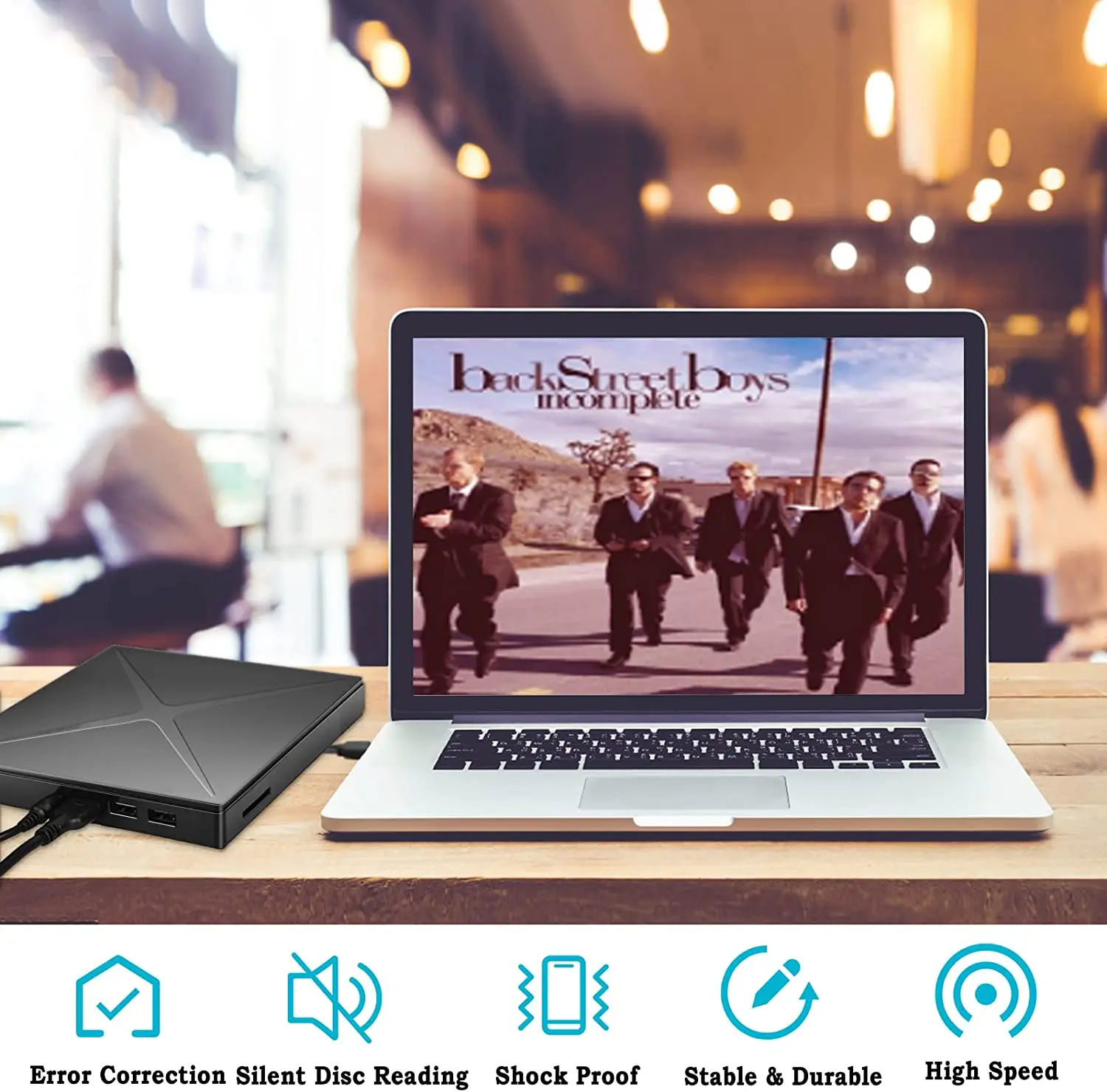외장 광학 드라이브 USB 3.0 휴대용 CD DVD +/ RW 드라이브, 노트북용 DVD 플레이어, USB 포트가 있는 CD ROM 버너 TF/SD 카드 슬롯