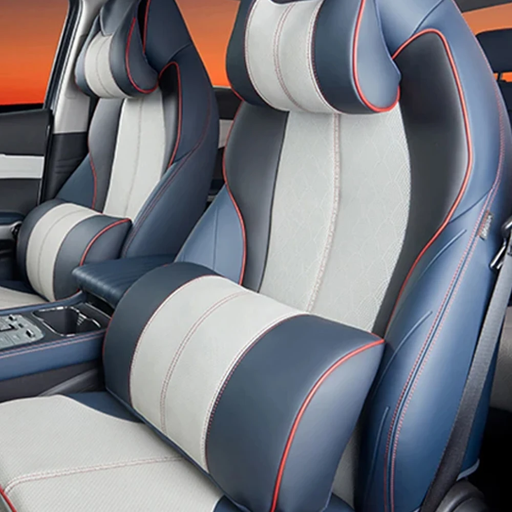 

For BYD Atto 3 Yuan Plus 2022-2023 Car Headrest Pillow Lumbar Backrest Cushion Head Pillow Neck Pillow Waist Support Pad Leather