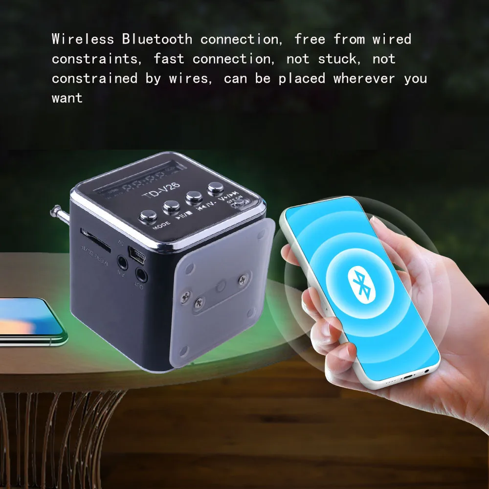 TD-V26 Mini Speaker Portable Digital Radio FM Receiver MP3 Player LCD soundbar Micro SD TF Music Stereo Loudspeaker for Laptop portable speaker mini bluetooth speaker