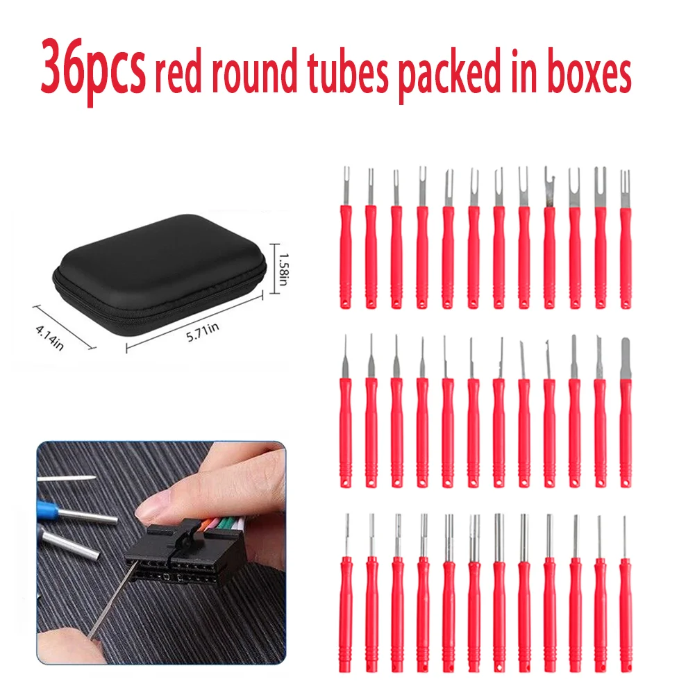 Car Terminal Extractor Terminal Removal Kit Car Repair Tool Terminal Removal Tool Car Terminal Puller Electrical Connector Pin Removal Kit 8/18/30/36pcs Car Wire Harness Plug Terminal Connector Needle Remover Disassembly Tool With Box Handheld Tool