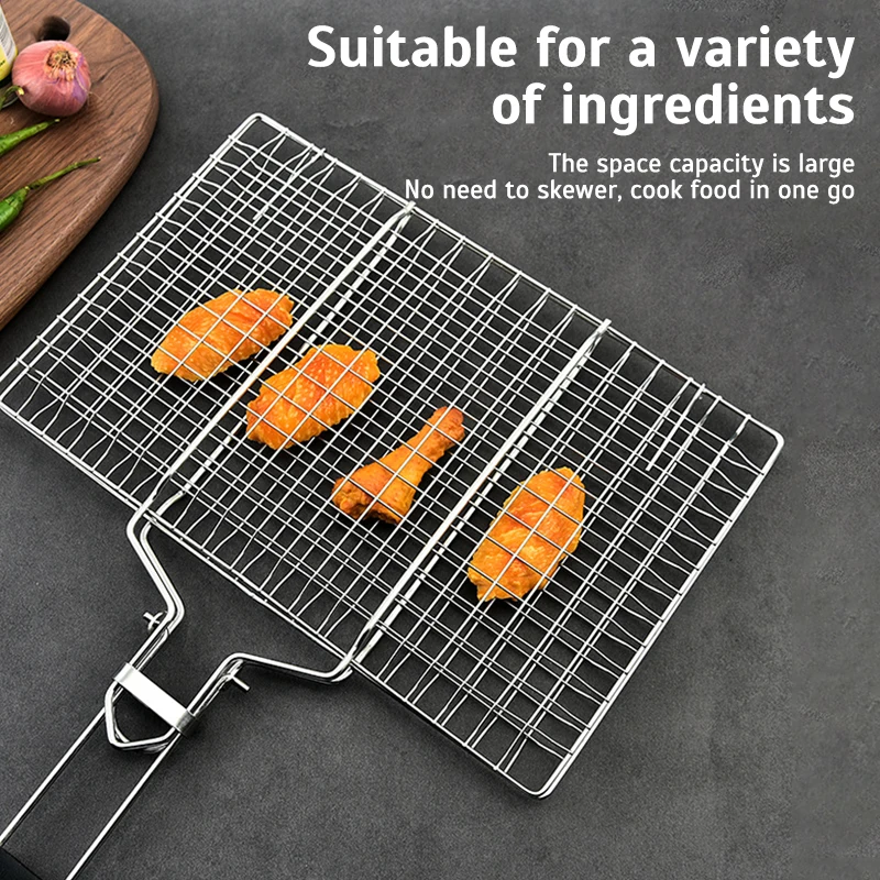 304 Stainless Steel BBQ Non Stick Grilling Basket Grill Mesh Mat Meat Vegetable Steak Picnic Party Barbecue Tool Heat Resistant