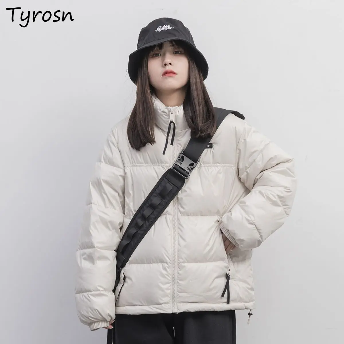 

Winter Coats Korean Style Thickening Stand Collar Bread Coat Jackets Chic Solid All Match Warm Loose Leisure Student