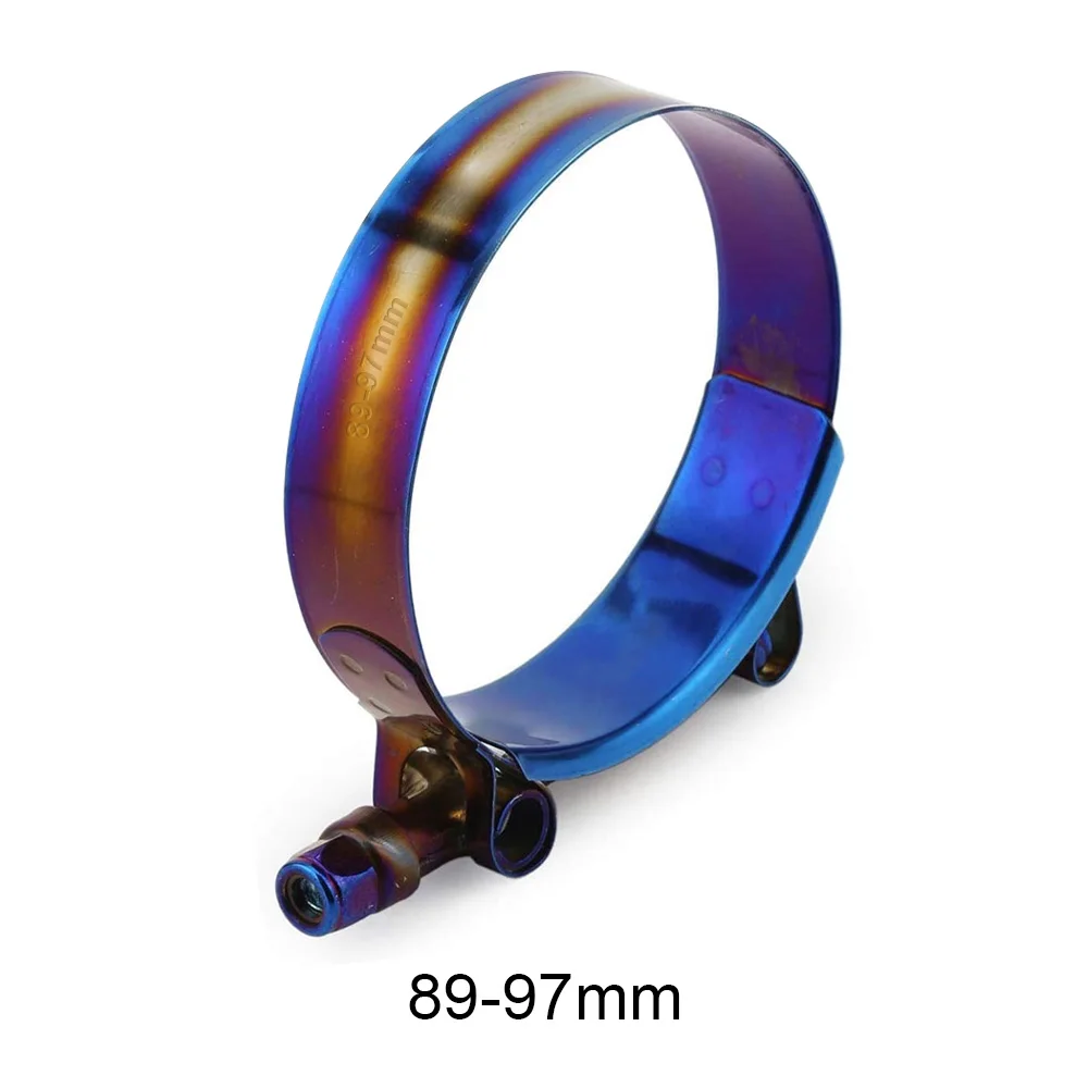 Hose clamps 40mm To 97mm 1.57" To 3.81" T-Bolt Adjustable Stainless Steel Universal Titanium Blue
