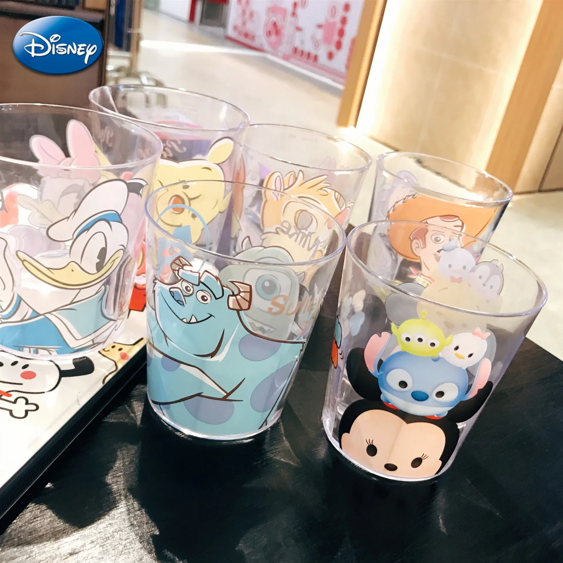 Фото Детская чашка серии Disney, Микки и Минни Маус, Детская кружка для питья водой и молока, ополаскиватель для полоскания рта, пух, Маккуин, цилиндрическая чашка с мультяшными зубами №5