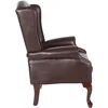 Traditional Queen Anne Style Chair with Thick Padded Seat and Lumbar Support Back with Royal Cherry Finish Wood Legs,Oxblood 4