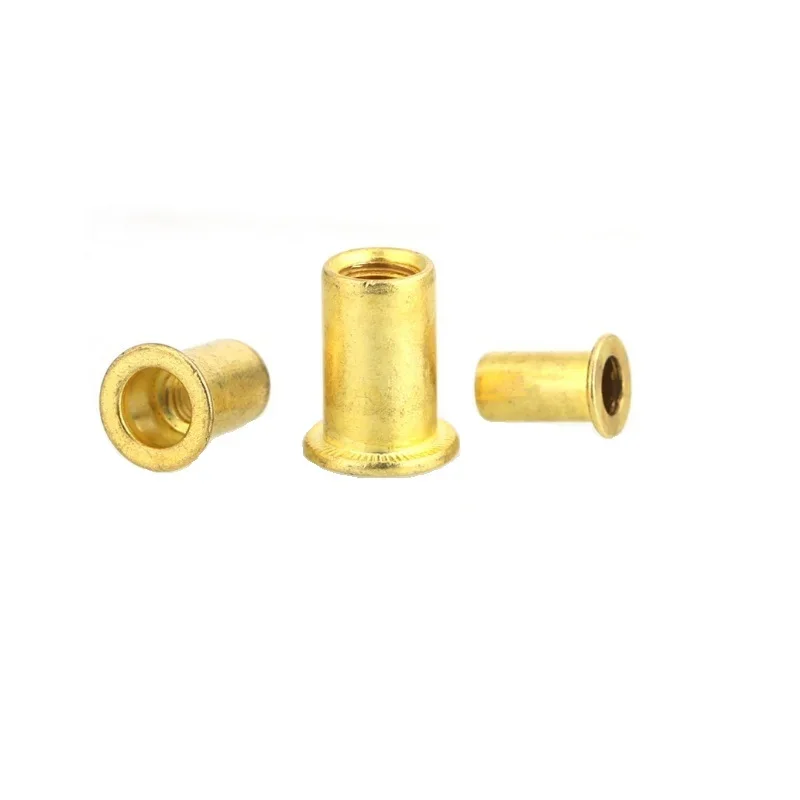 [m5m6m8] 32 copper perforated rivet nut brass flat head pull mother pull cap nut brass smooth anchor pull mother nut