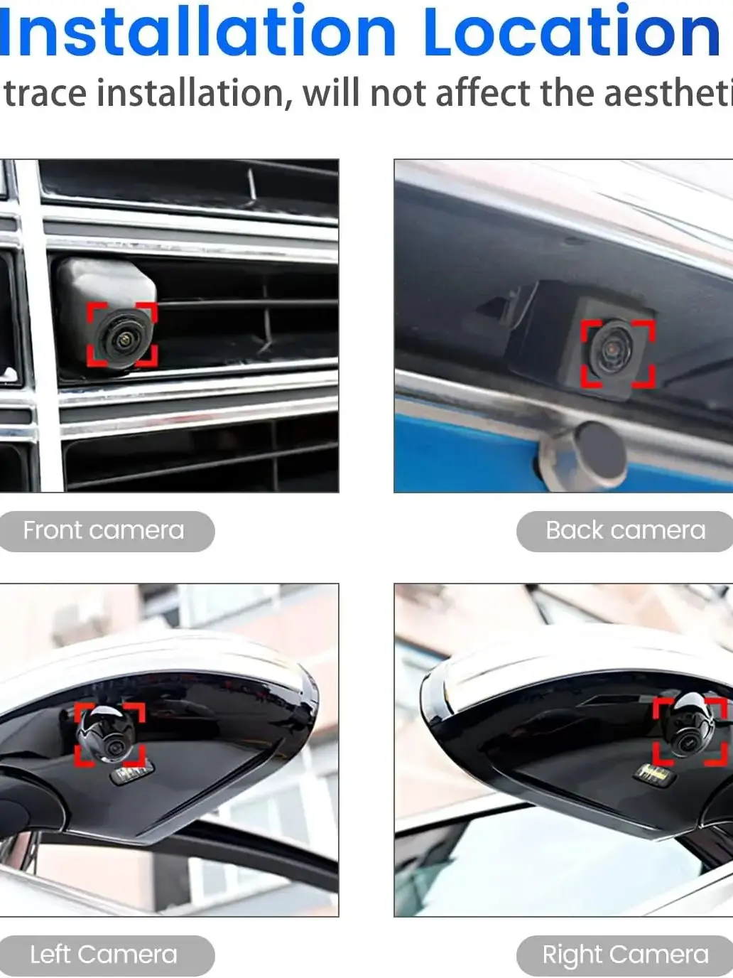 360° Panoramic Car Camera System - 1080P HD Front, Rear, Left, and Right Views C