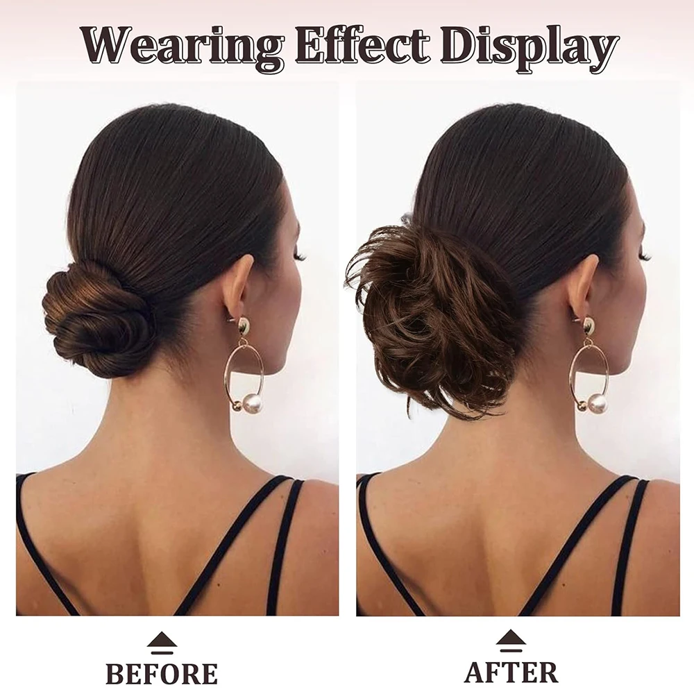 Hairpiece Messy Buns Hair Extensions Claw Clip-on hair Chignons Updos Synthetic Natural Hair Color Wig for Women